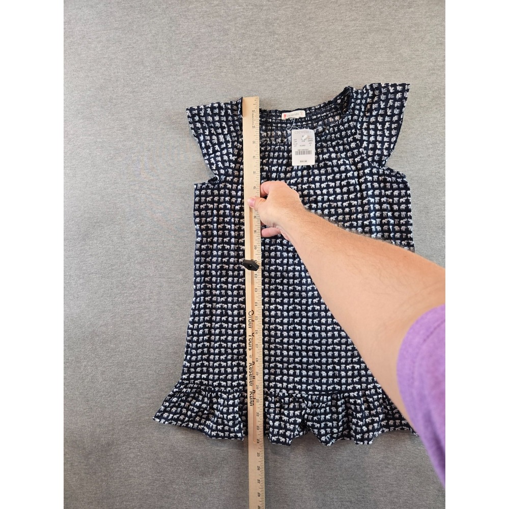 Crewcuts Dress Girls 5 Blue‎ White Elephant AOP Cap Sleeves Ruffled Hem NWT - Picture 7 of 9